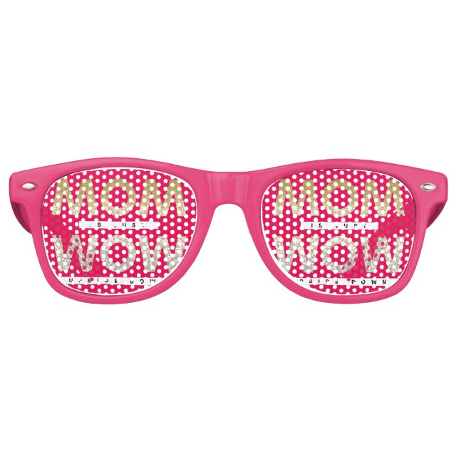 Cute glittery Mum is just wow upside down quote Retro Sunglasses (Front)
