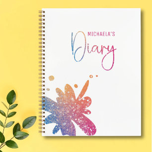 Cute Gllitter Splatter Girl Diary Notebook