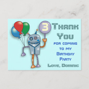 Cute Glossy Robot Personalised Thank You Cards