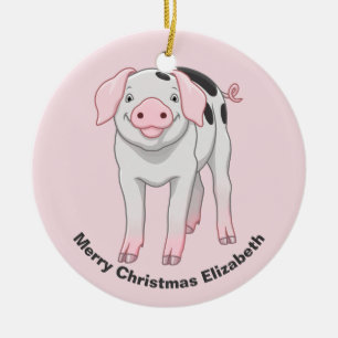 Cute Gloucestershire Old Spots Pig Ceramic Tree Decoration