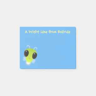 Cute glow bug firefly cartoon illustration post-it notes
