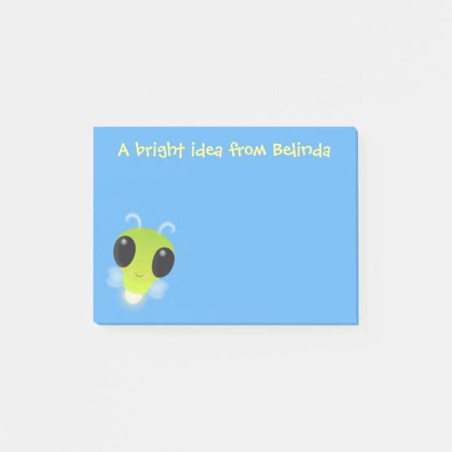 Cute glow bug firefly cartoon illustration post-it notes (Front)