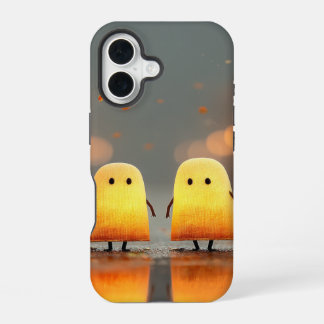 Cute Glowing Ghosts Under Street Lamps – Cozy Hall iPhone 16 Case