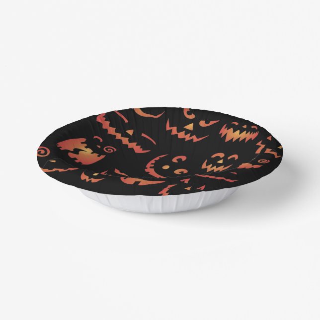 Cute Glowing Pumpkin Faces Paper Bowls Paper Plate (Angled)