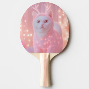 Cute Glowing Reindeer Kitty Winter Fantasy         Ping Pong Paddle