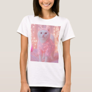 Cute Glowing Reindeer Kitty Winter Fantasy T-Shirt