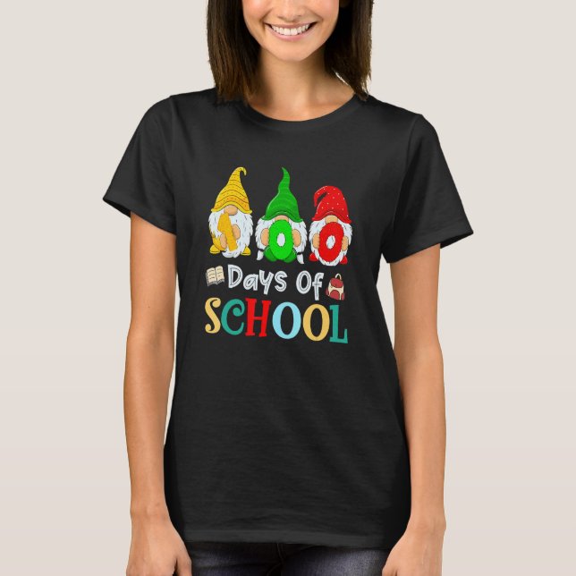 Cute Gnome 100th Day Of School Gift Teacher Studen T-Shirt (Front)