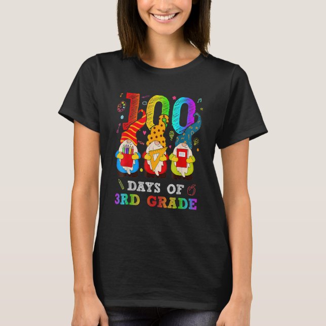 Cute Gnome 3rd Grade Teacher Funny 100th Day Of Sc T-Shirt (Front)