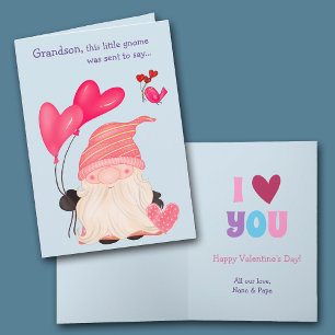 Cute Gnome and Balloons Grandson Valentine Holiday
