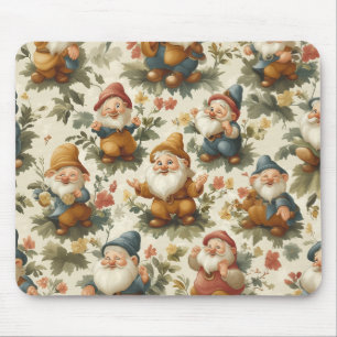 Cute gnome and flowers design mouse mat
