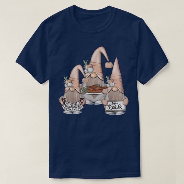 Cute Gnome Autumn Fall Gnomes Turkey Day Thanksgiv T-Shirt (Design Front)