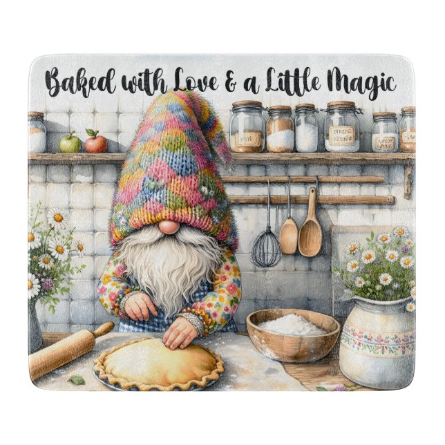 Cute Gnome Baked With Love Cutting Board (Front)