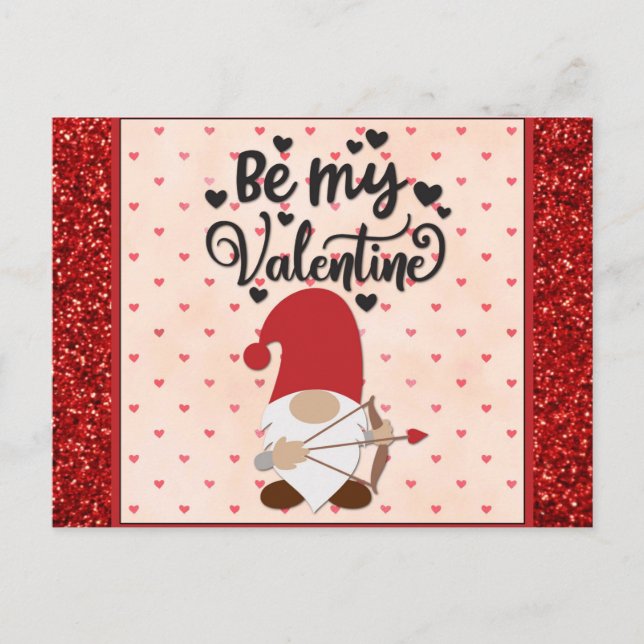 Cute Gnome Be My Valentine Valentines Day Postcard (Front)