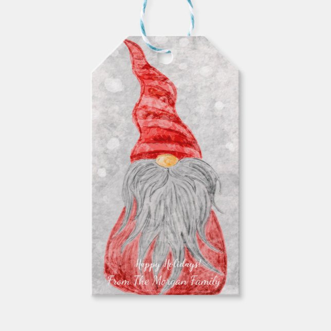 Cute Gnome Bokeh Gift Tags (Front)