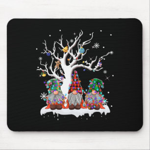 Cute Gnome Buffalo Plaid Christmas Tree Light Ugly Mouse Mat