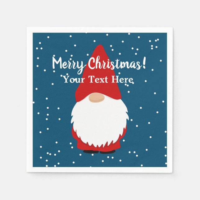 Cute gnome cartoon Christmas Holiday party Napkins (Front)
