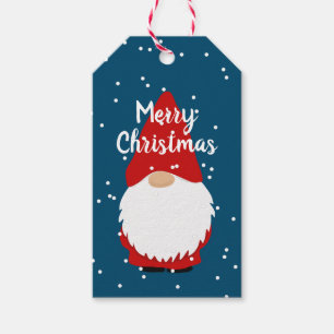 Cute gnome cartoon custom Christmas gift tag label
