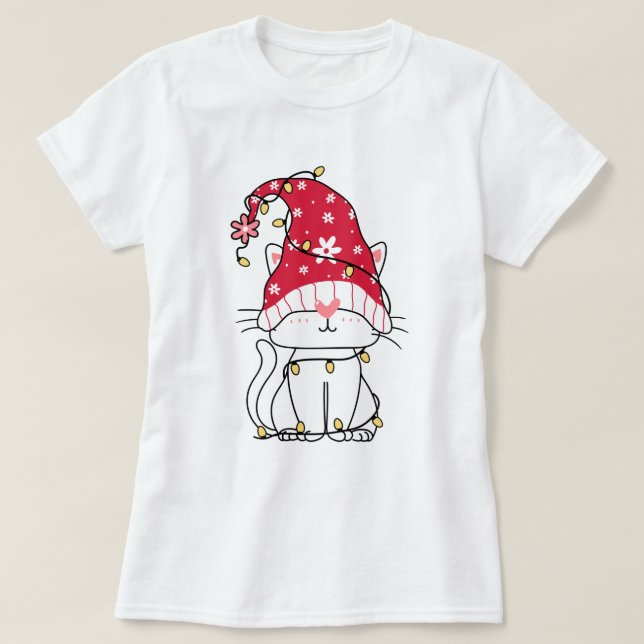Cute Gnome Cat T-Shirt (Design Front)
