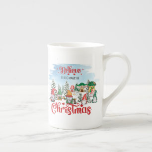 Cute Gnome Celebrating Christmas Holiday Bone China Mug
