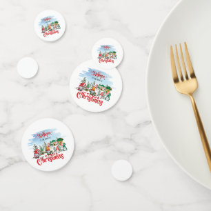 Cute Gnome Celebrating Christmas Holiday Confetti
