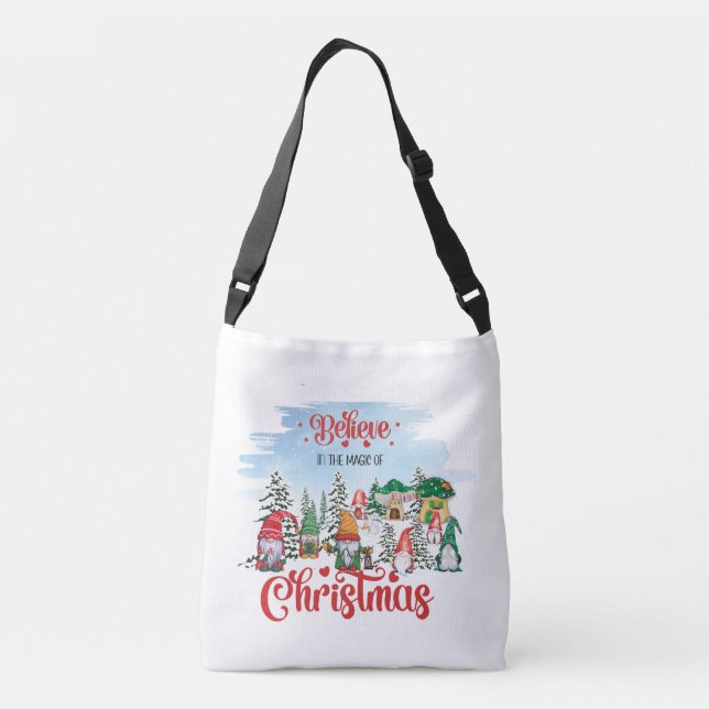 Cute Gnome Celebrating Christmas Holiday Crossbody Bag (Back)