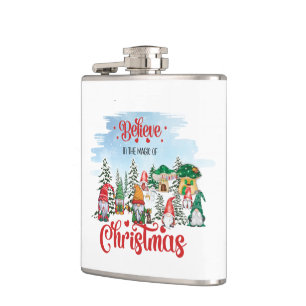 Cute Gnome Celebrating Christmas Holiday Hip Flask