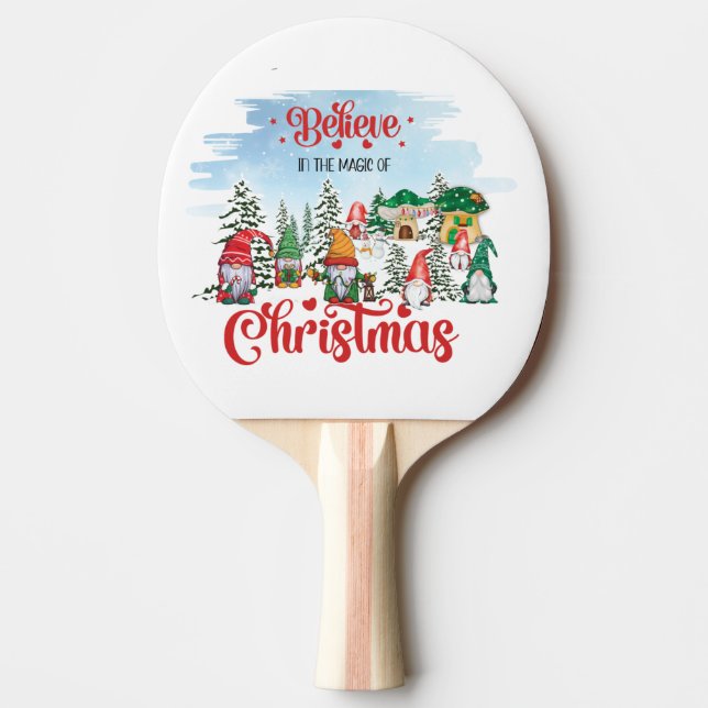 Cute Gnome Celebrating Christmas Holiday Ping Pong Paddle (Front)
