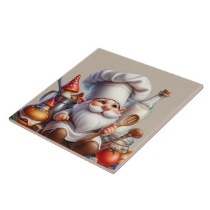 Cute gnome chef lovers tile