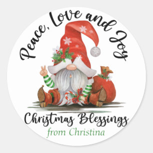 Cute Gnome Christmas Blessings Custom Gift Classic Round Sticker