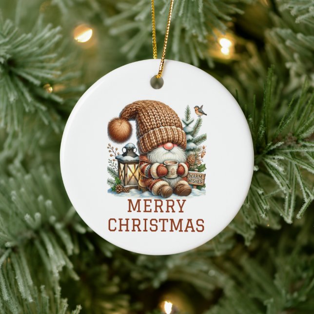 Cute Gnome Christmas Ceramic Tree Decoration (Tree)