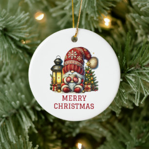Cute Gnome Christmas Ceramic Tree Decoration