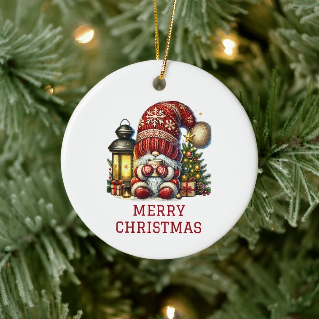 Cute Gnome Christmas Ceramic Tree Decoration (Tree)