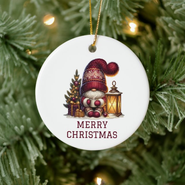 Cute Gnome Christmas Ceramic Tree Decoration (Tree)