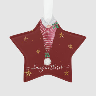 Cute Gnome Christmas Hand in There Gold Star Holly Ornament