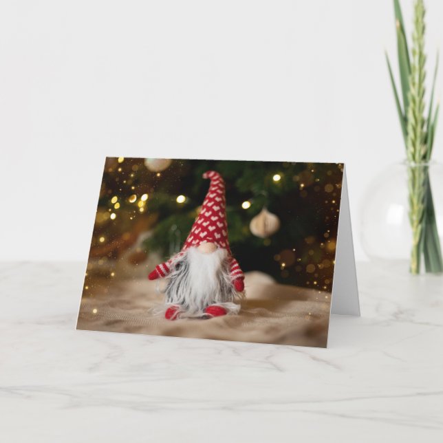 Cute Gnome Christmas Holiday Card (Front)