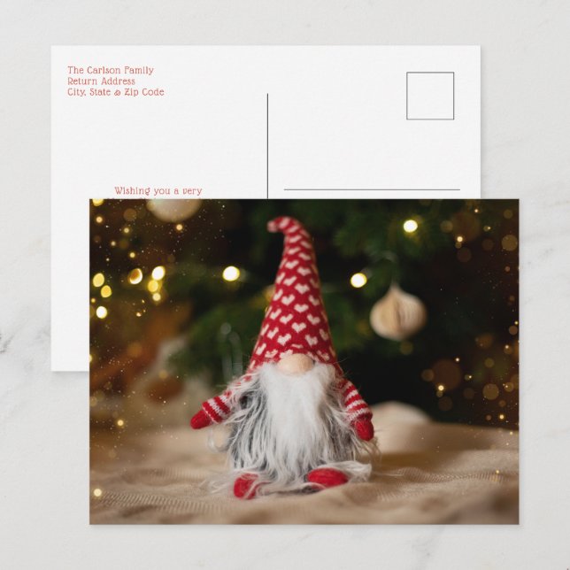 Cute Gnome Christmas Holiday Postcard (Front/Back)