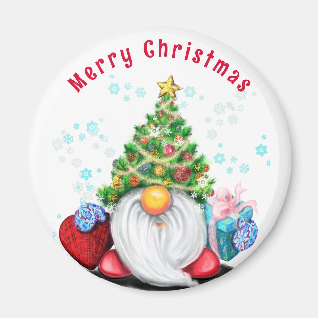 Cute Gnome Christmas Magnet (Front)