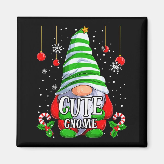 Cute Gnome Christmas Pajamas Matching Family Group Magnet (Front)