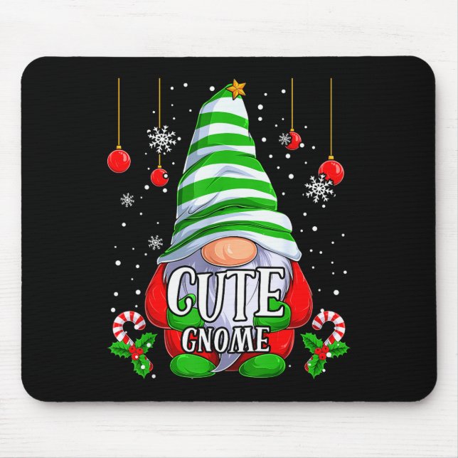 Cute Gnome Christmas Pajamas Matching Family Group Mouse Mat (Front)
