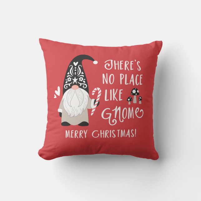 Cute Gnome Christmas Throw Pillow (Front)