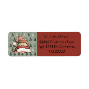 Cute Gnome Christmas Tree Pattern Red Address 