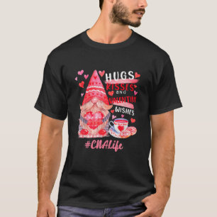 Cute Gnome CNA Life Nurse Hugs Kisses Valentines D T-Shirt