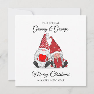 Cute Gnome Couple Granny & Gramps Christmas Holiday Card