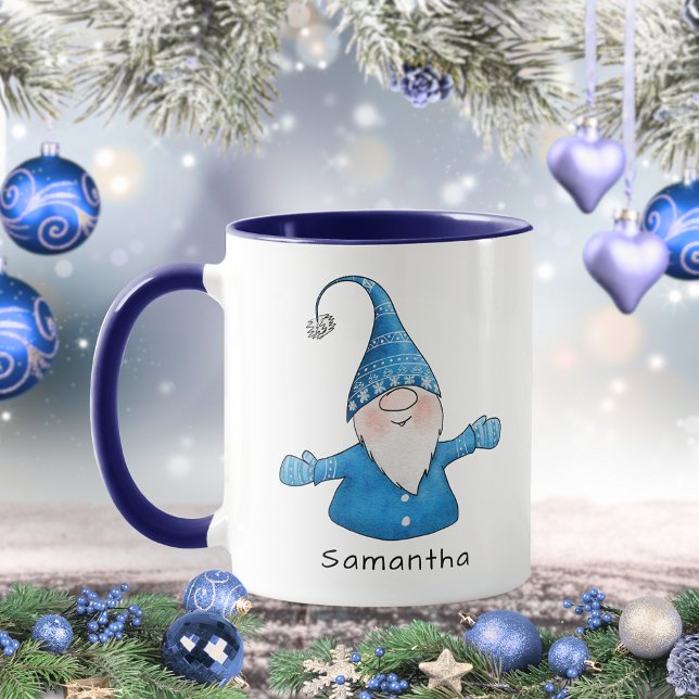 Cute Gnome Custom Blue Christmas Mug (Creator Uploaded)
