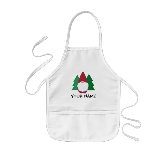 Cute gnome drawing kitchen bib Apron for kids (Front)