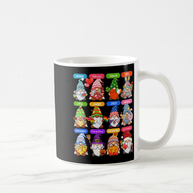 Cute Gnome Every Season Holiday Gnomes 12 Months O Coffee Mug (Right)