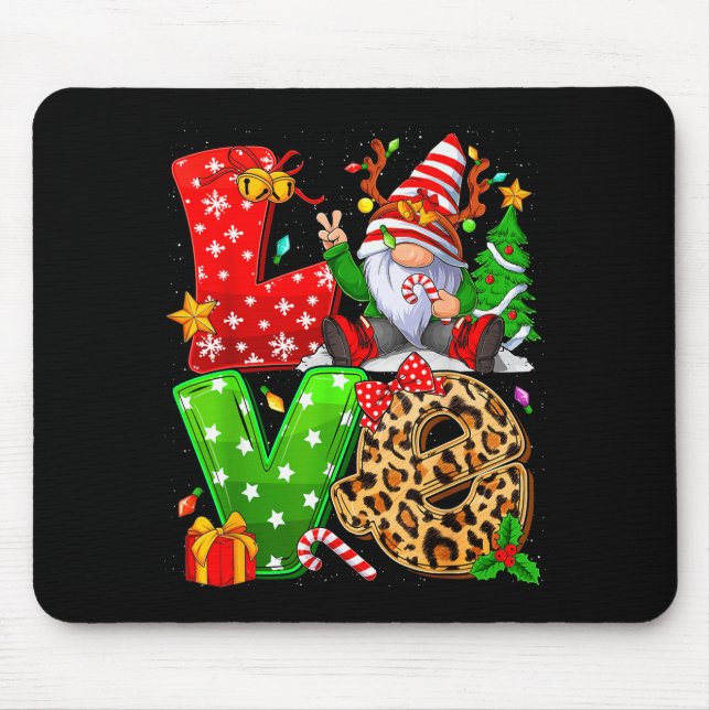 Cute Gnome Family Christmas For Women Men - Love G Mouse Mat (Front)