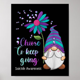 Cute Gnome Flower Suicide Prevention Awareness Mon Poster