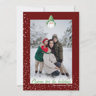 Cute Gnome for the Holidays Family Photo Holiday Card