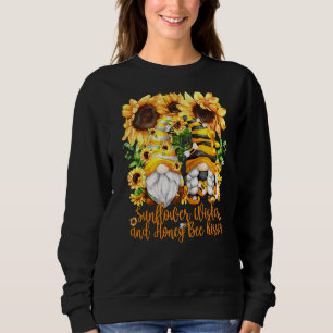 Cute Gnome For Women Sunflower Wishes And Honey Be Sweatshirt
